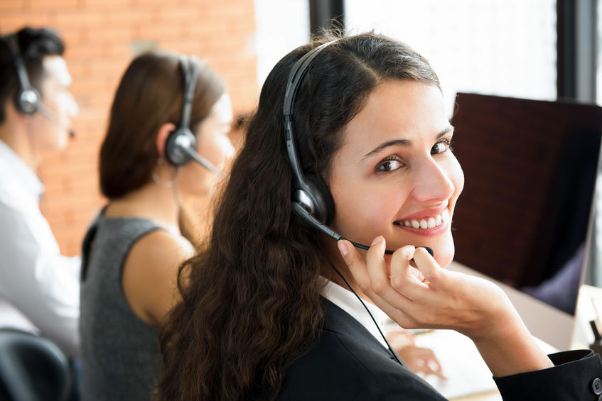 Smiling Beautiful Woman Working In Call Center
